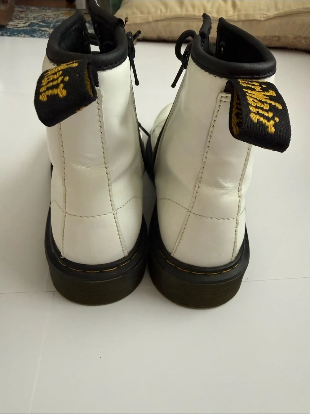 Dr. Martens 1460 Junior White Leather Combat Boots Youth US 4 EU 36 Side Zip